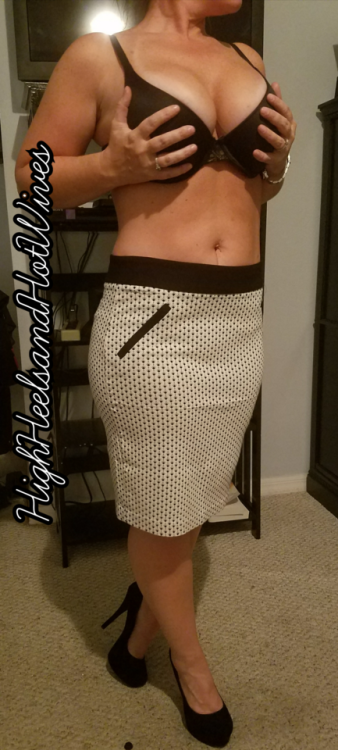 highheelsandhotwives:  When the Mrs. buys clothes for work, I always have her model them for me.