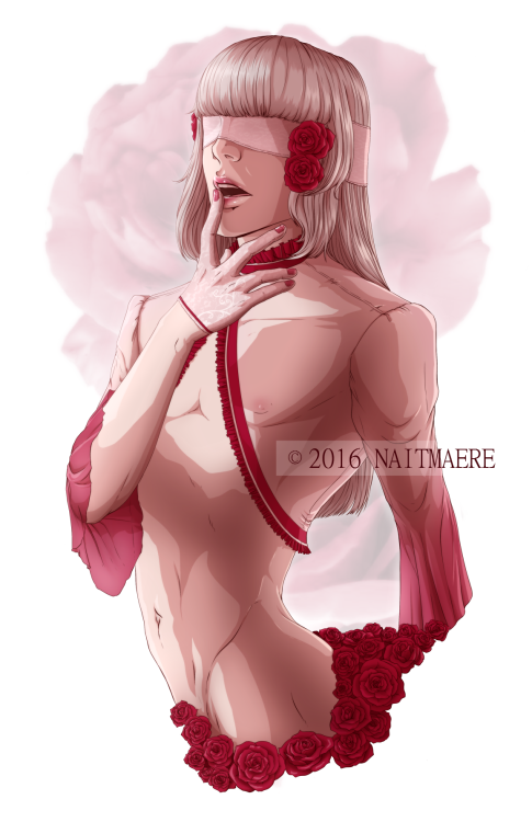 naitmaere-art:  wanted to draw a dude with some roses & shiny lips ヽ(・∀・)ﾉi really like how it turned out and i haven’t really… liked? anything i’ve done for myself in a long time so i’m really happy. ♥Follow: DeviantART | tumblr