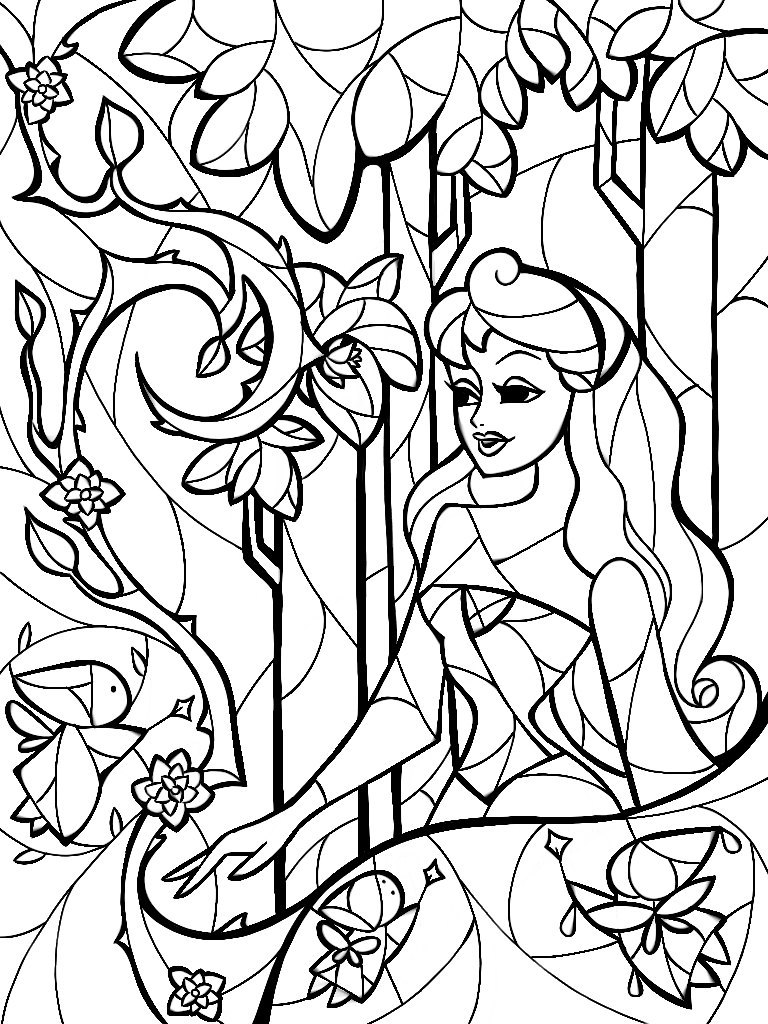 MANDIE + MANZANO — Stained Glass Sleeping Beauty Coloring Sheet by