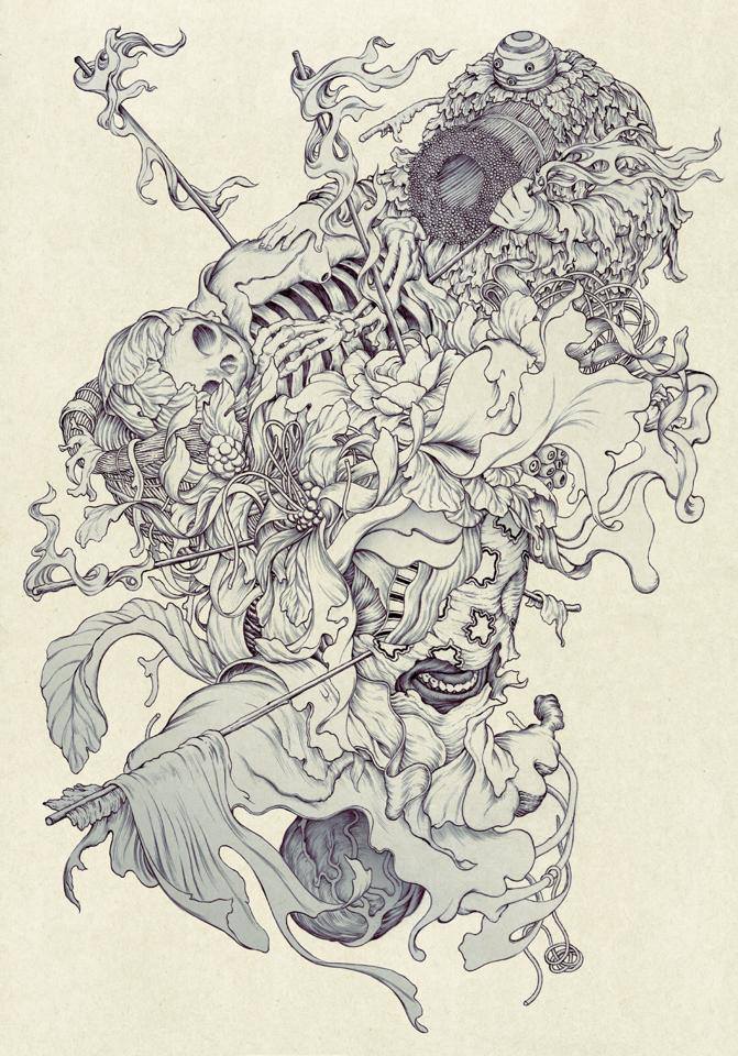 Nest. Ink on Paper and Digital Color, 8.25 x 11.5, 2014. by James Jean