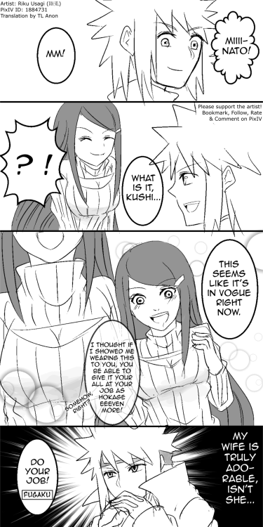 occasionallyisaystuff:  Kushina knows how to supercharge her husband’s motivation.