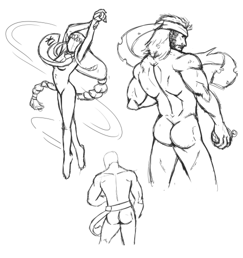 rhoart:  Just warm up sketches I did a few weeks ago. Just random smash bros characters and such wearing DK’s Tie only. First picture of course got very lewd. oops