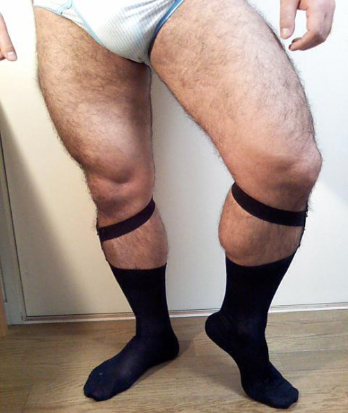 japanesekinkycub:  thebigbearcave:  sock garters turn me the fuck on  the top one is me :)  i m very into black socks!!! 