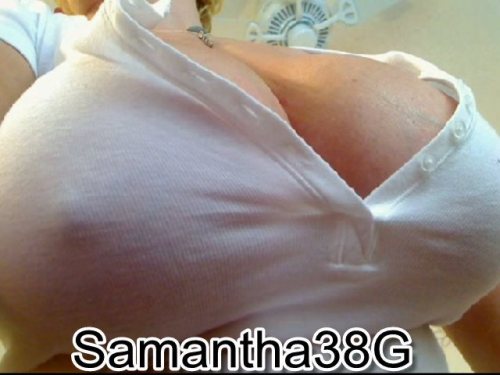 bigboobster:  Giant breasts MILF sex dream, @Sam38G, is NOW live on her webcam, doing this.. and more! BOOB ON!
