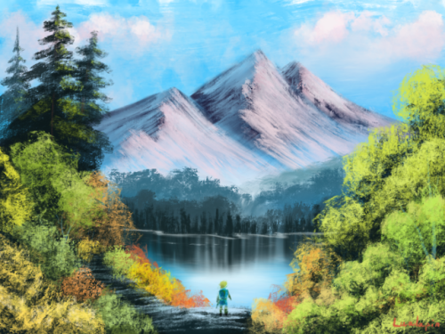 I followed a Bob Ross painting tutorial using @Procreate for fun while I learn the program. Then Zel