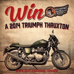 ironandair:  We are just 10 days away from the global @gentlemansride! Over 700K has been raised towards the 1 million dollar goal (funds to help put the ka-pow on prostate cancer). @triumphamerica has stepped up with a 2014 #Thruxton   giveaway - all