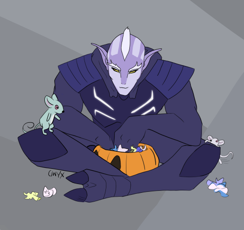 For the prompt ‘candy’. Ulaz enjoying his first Earth Halloween.