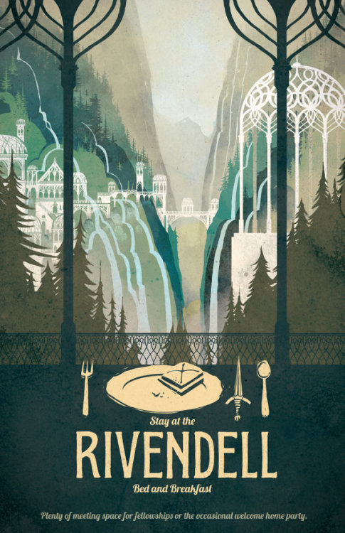 enide-s-dear:halethofbrethil:Lord of the Rings Poster series by DreamMachinePrints1. The Shire2. Riv
