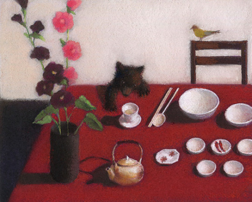 Chiho Makino aka 牧野千穂 aka まきのちほ (Japanese, b. 1965, Fukuoka Prefecture, Japan), Paintings: Pastels