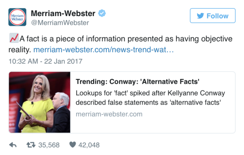 pocketrunner:Merriam-Webster trolling the Queen of Bullshit, Kellyanne Conway.