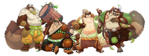 doodleglaz:  With designing 4 tanuki characters so far, I wanted to put them in a line up to see how well they worked together! Hopefully each one is different enough that it’s easy to tell apart and that they all look like they could from the same