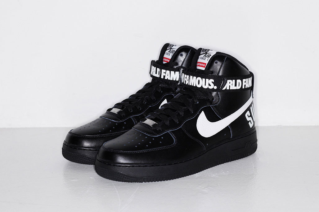 blvckpharaxh:  all—-white:  Supreme x Nike Air Force 1 High all white, the best
