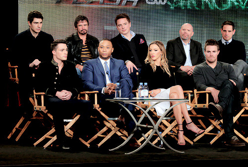 The cast of “Arrow” and “The Flash” at the 2015 Winter TCA panel (1/11/15)
