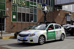 patgavin:  Giving Google Street Maps a taste of it’s own medicine. We were driving through Fells Point when I saw a strange car in an alley. When it pulled out I saw it said Google on the side. We got so excited we had to chase it down. Took about 10