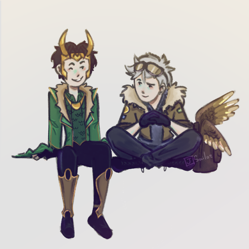 Loki and my oc Im still to shy for this uhh& I was too lazy to draw background… floor&hel