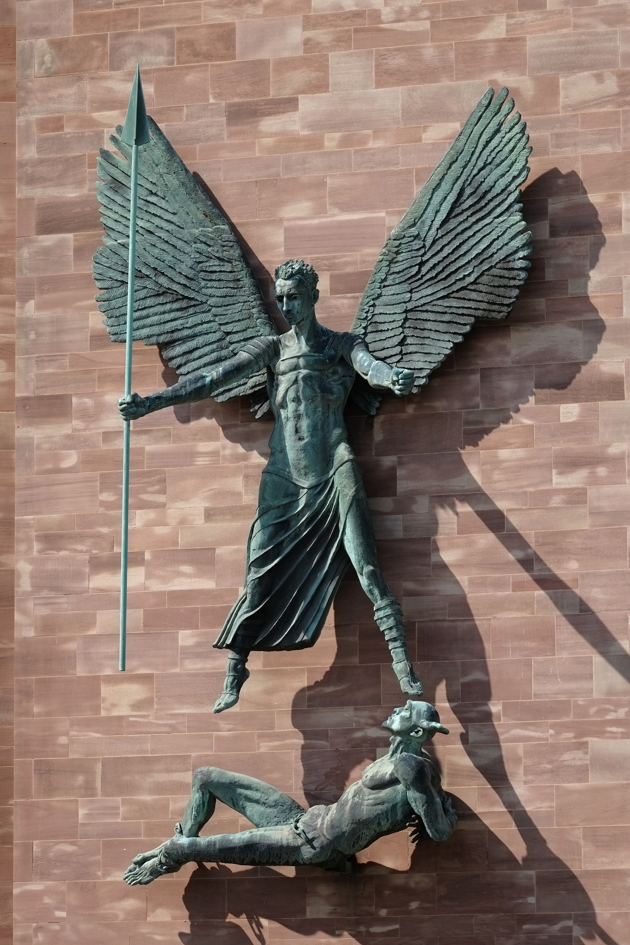 scavengedluxury: St. Michael and the Devil by Jacob Epstein. Coventry Cathedral,