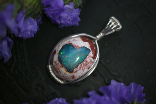 Look at this gorgeous galaxy opal from @bekkathyst !I made it into a pendant with 925 sterling silve