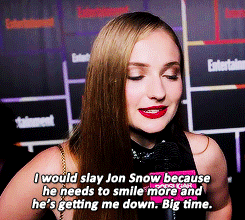 rubyredwisp:    Sophie Turner plays Throne, Bone or Slay (x)   