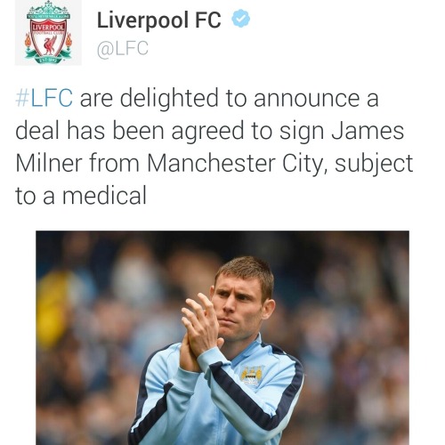Welcome to Liverpool FC James Milner !! :)