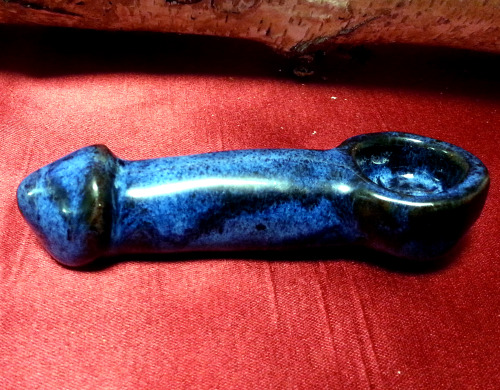 penis pipe, ceramic, handmade, 4 inches, arctic blue with dark blue veins $20 - https://www.etsy.com