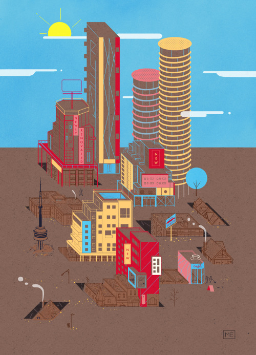 gentrification in Toronto. Illustration for Maisonneuve Issue 58.