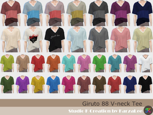 Giruto 88 V-neck teestandalone / 34 swatches / new mesh by me / base gameDownload