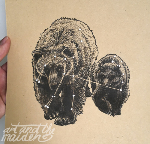 Ursa Major and Ursa Minor, digital print and imitation silver-leafEtsy I Facebook I Instagram