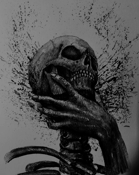 art by Jarek Pawlak #dark art#dark illustration#skull#bones#death#occult#ritual#mood#atmosphere#shadow #black and white #void#life#thouhgts