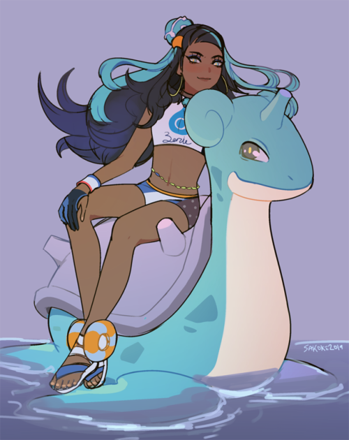 sakokii: she was harder to draw than i thought asjekse but Nessa with Lapras bc they both make me th