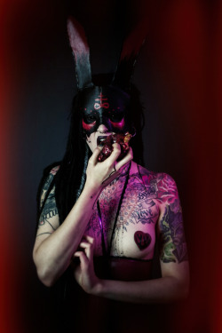 alexintortureland:  Oh hello. It’s me. Please credit if you’re gonna post mine and ClickClickBang’s image! Model: Kathy AlexaPhotographer: ClickClickBang PhotographyBunny mask: Hysteria Machine   #alexintortureland #clickclickbangbangphotography