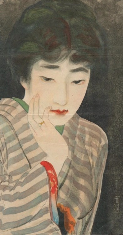 notwiselybuttoowell:  A Worried Look Ito Shinsui  From Kodan Magazine (Dec 1920) See www.ohmi