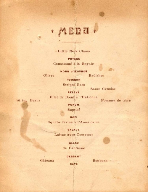 Menu Monday: The College of New Jersey (soon to be renamed Princeton University) Class of 1891′s thi