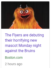 iamnotlanuk: theladyspanishes:   jackthevulture:  gooseweasel:  jackthevulture:  So i live in a very pro Philadelphia sports teams family and area and the Flyers (hockey) just got a new mascot and oh my god  It’s even more horrifying in motion, tbh