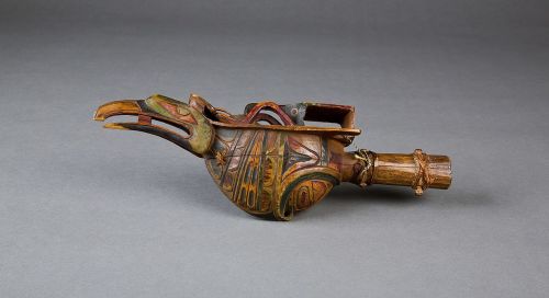 Raven rattle of the Tlingit people, from Fort Wrangell, Alaska.  Artist unknown; late 19th century. 