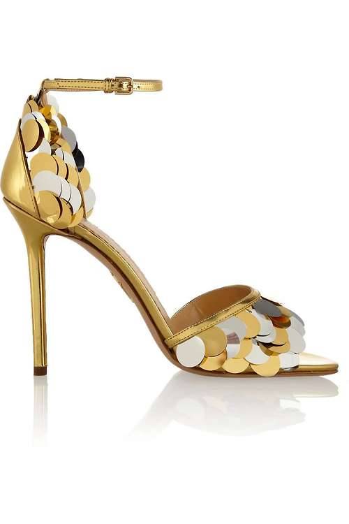 High Heels Blog Triton embellished metallic leather sandals via Tumblr