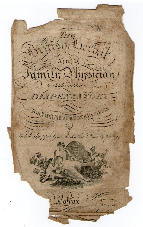 michaelmoonsbookshop:damaged and very worn engraved title page The British Herbal and family physici