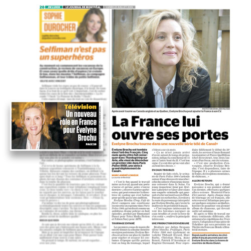 France opens its doors to herEvelyne Brochu is shooting in a new Canal+ TV series Le Journal de Mont