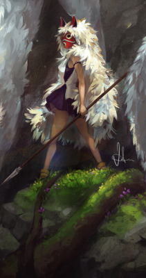 einiv: Princess MononokeHere’s a zoomed in version of San from the previous post I uploaded. Check out the updated detailed version on my deviantart. Full picture: http://einiv.tumblr.com/post/112414059001/the-wolf-clan-princess-mononoke-i-am-finally