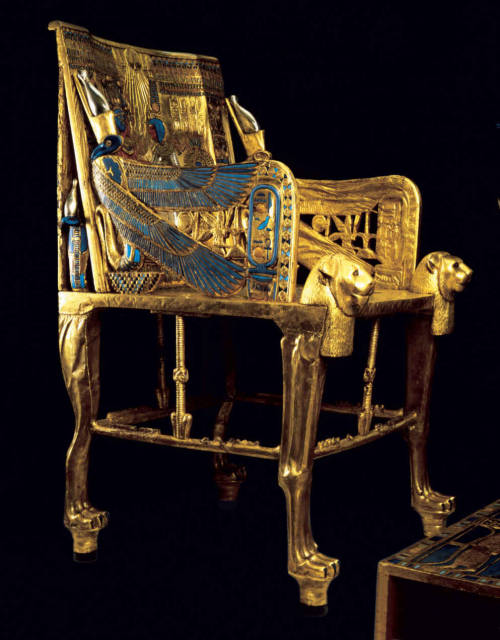 Golden Throne of TutankhamunThe throne of Tutankhamun is made of wood, covered with gold and silver,