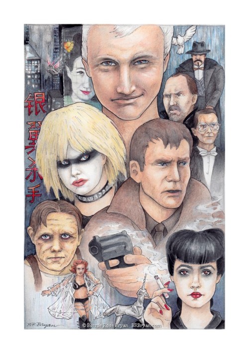 Blade Runner”All those moments will be lost in time, like tears in rain. ”mixed media fan art by B. 