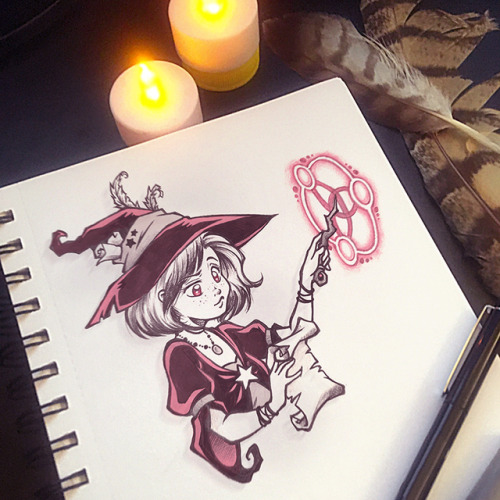 Inktober Day 1: [Magic] RingHappy first day of Halloween! Here’s a little witch practicing her