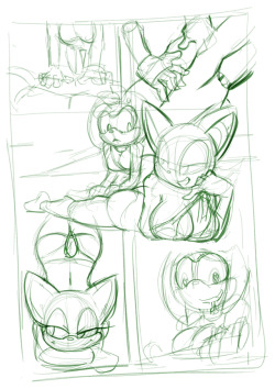 Page 3 WIP for a comic I am doing.  Rough layout is done for 3 pages, inks are done for 1 &frac12;, and hopefully I can get some flat colors done soon as well.  I am trying to find time to work on these between commissions.  If Patreon gets up and
