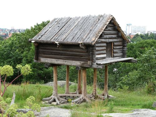 chasing-yesterdays: Traditional raised Sami storehouse, displayed at Skansen, Stockholm. A similar s