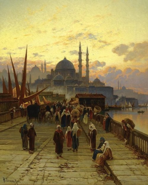 Galata bridge, Istambul, by Hermann David Salomon Corrodi