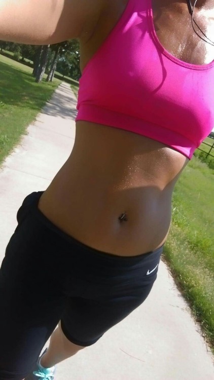 specialeditions69:  Wifey sending me these workout selfies…pierced nipples poking right thru