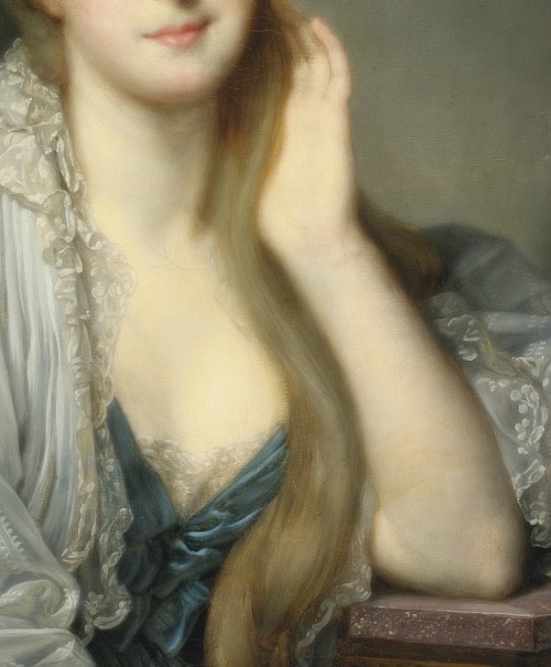  Portrait of the Comtesse Du Barry, Detail. by Jean-Baptiste Greuze (1725-1805) 