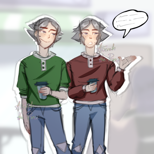 Subway bosses Ingo and Emmet from Pokémon drawn in casual clothes by Aisereththeprince