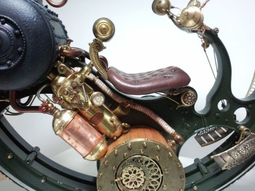 Modern Steampunk Monobike 1896 by Stefano Marchetti