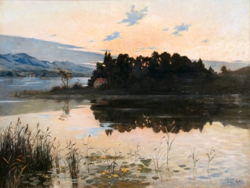 Albert Joseph Franke (1860–1924)Evening by Lake Chiemsee