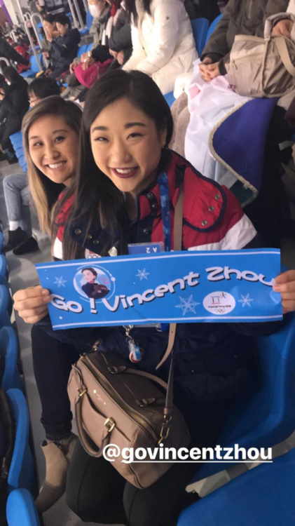 vincent-zhou: Mirai cheering on Vincent in the free skate! (from Mirai Nagasu’s Instagram story)